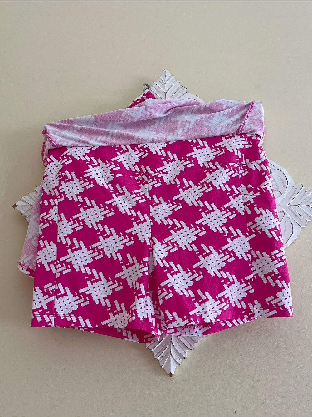 IBKUL Hot Pink & White Houndstooth Print Skort NWT - Picture 3 of 9